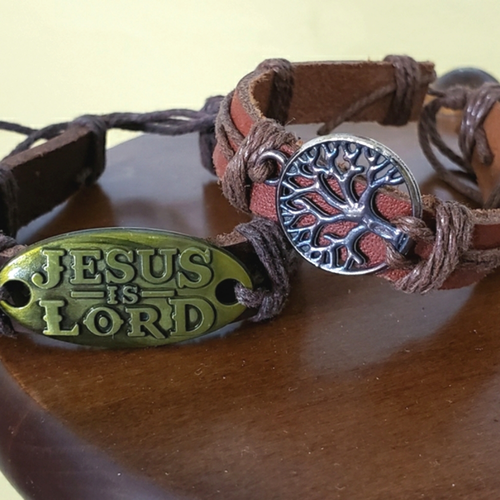 NEW 2 Leather Religious Bracelets
